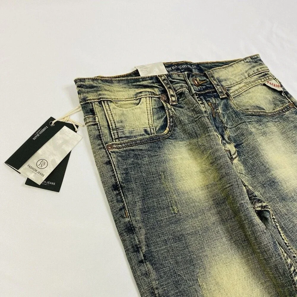 NWT Fashion Jeans Denim Mens Blue Slim Straight 5 Pocket Jeans‎ 26X29